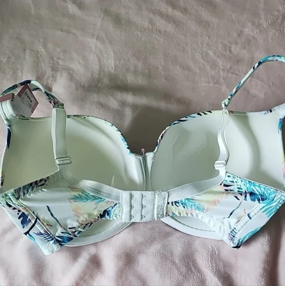 Cacique Aqua, Coral & Blue Underwire BRA Tropical Print BOOST BALCONETTE new